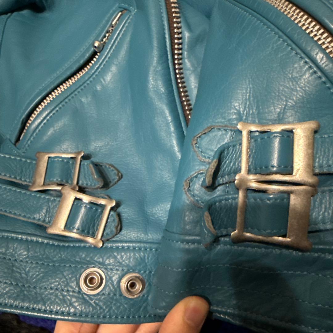 UNDERCOVER レザーライダースジャケット ターコイズ アンダーカバー