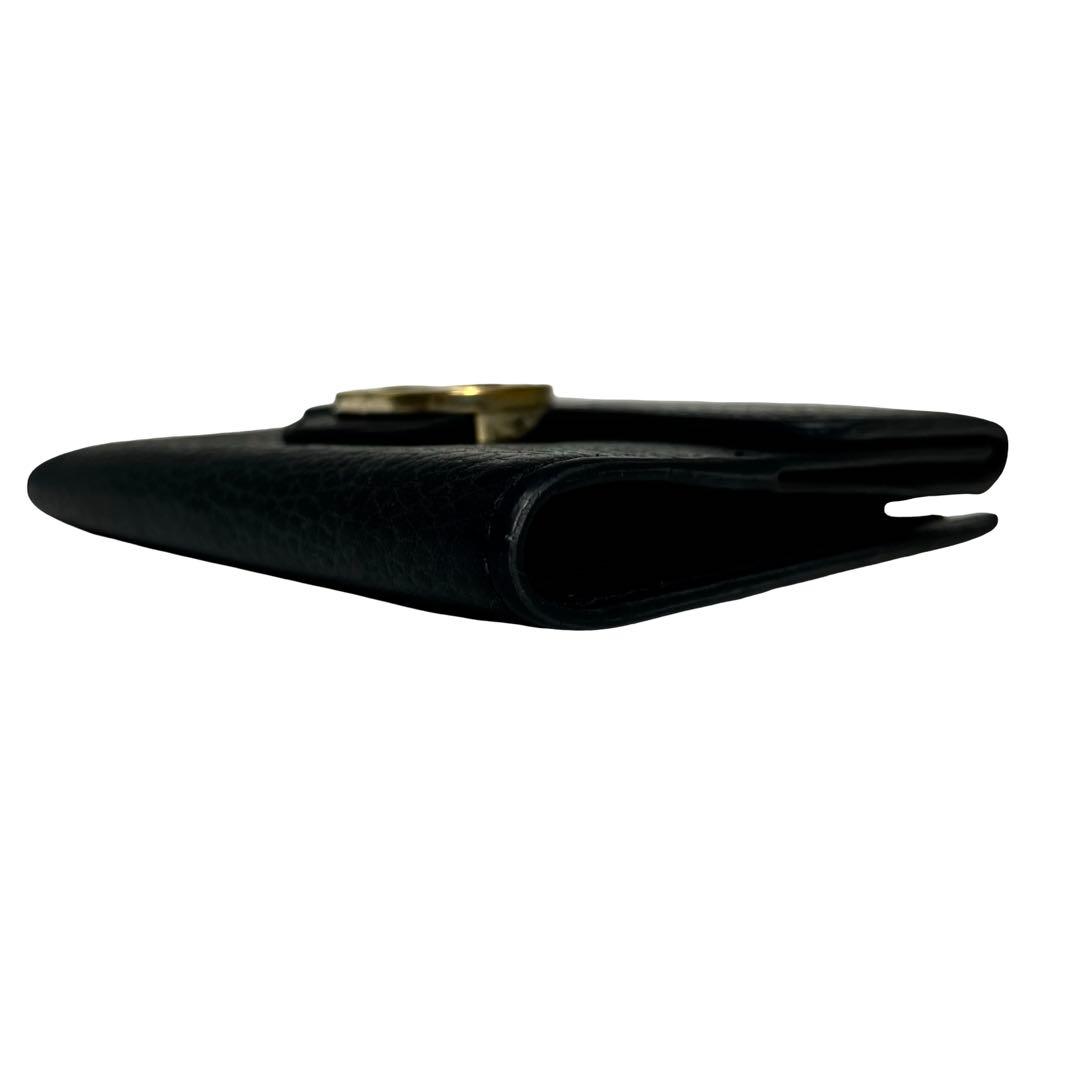 希少✨グッチ 二つ折り財布 GGインターロッキング レザー Wホック ブラック