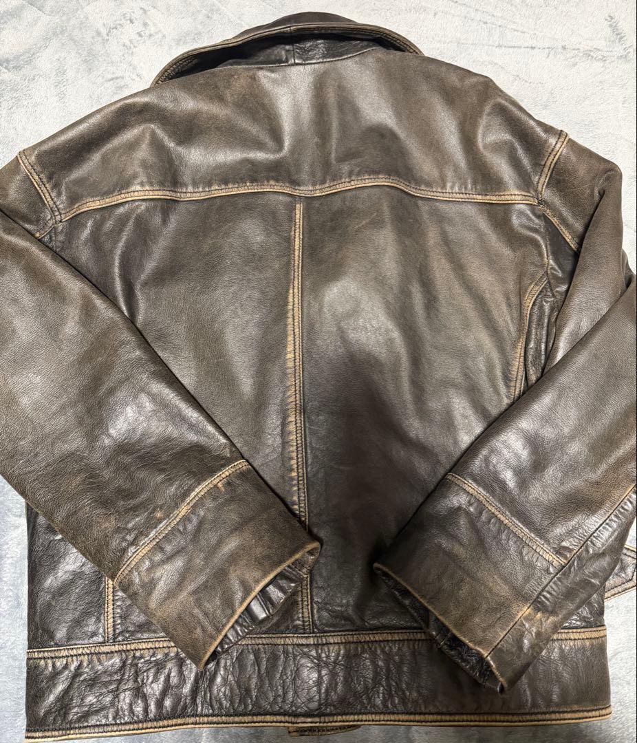 ZARA ダークブラウン レザーライダースジャケット