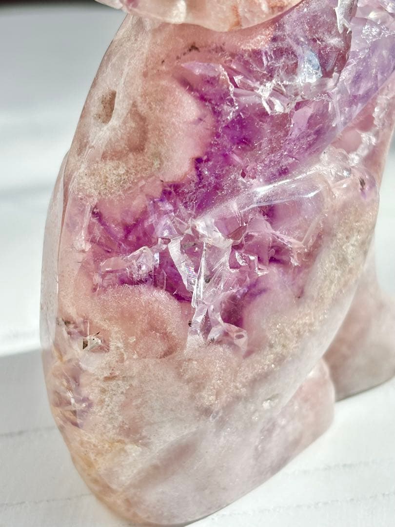 限定《芸術的ピース✰》ピンクアメジスト　フラワーアゲート　オオカミ　カービング