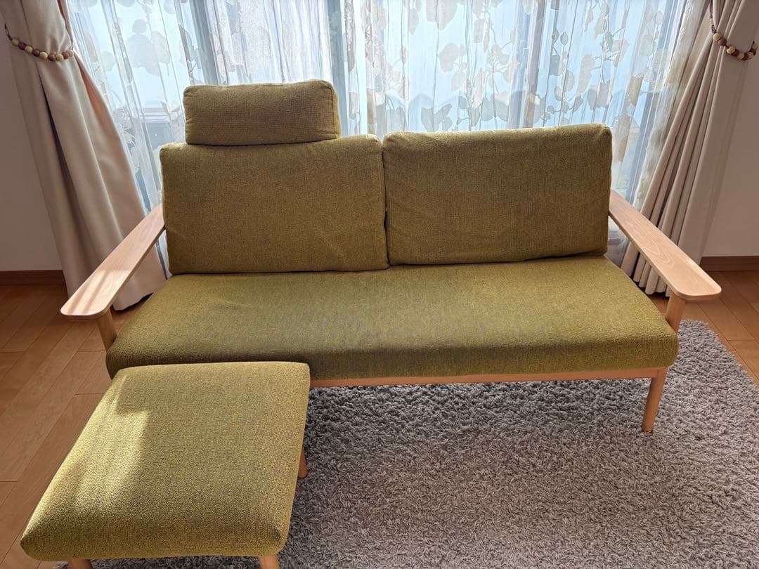 カリモク　3人掛けソファ　WD4303 オットマン、ヘッドレスト