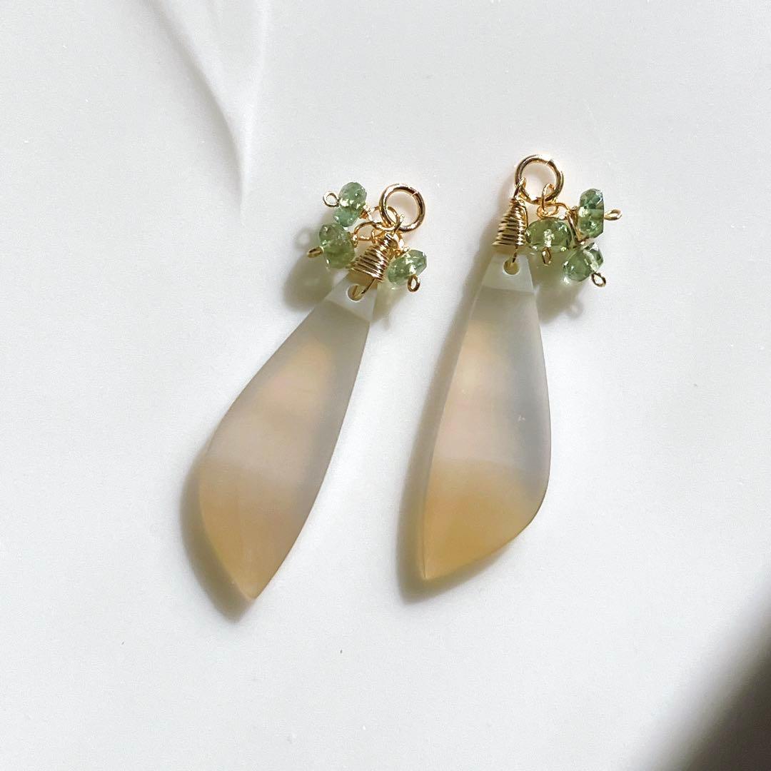 Kaya◆一点物✧パープルアゲート×アイオライトピアス✧14kgf