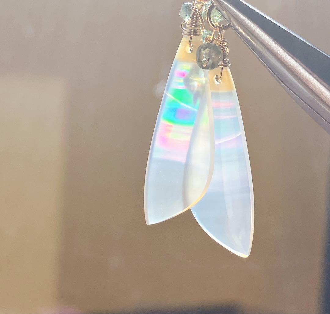 Kaya◆一点物✧パープルアゲート×アイオライトピアス✧14kgf