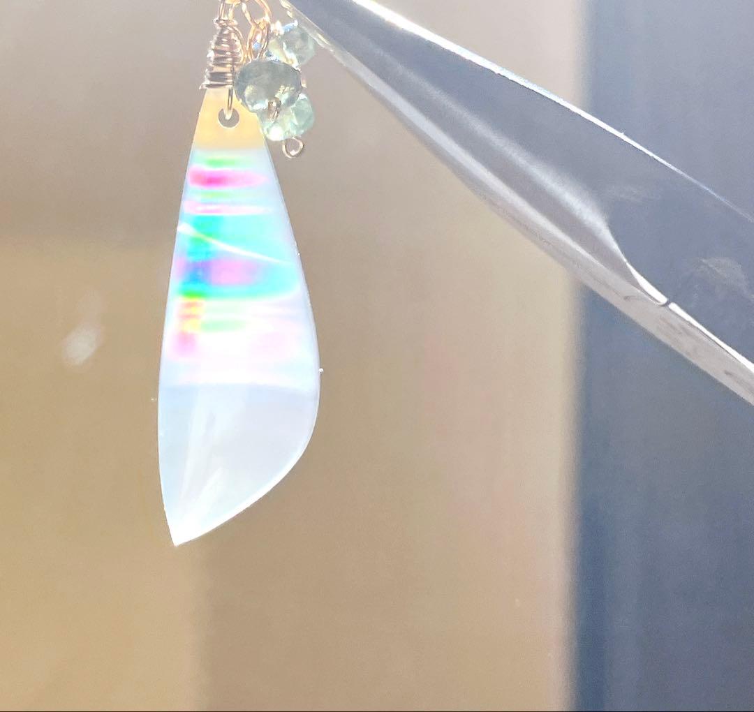 Kaya◆一点物✧パープルアゲート×アイオライトピアス✧14kgf