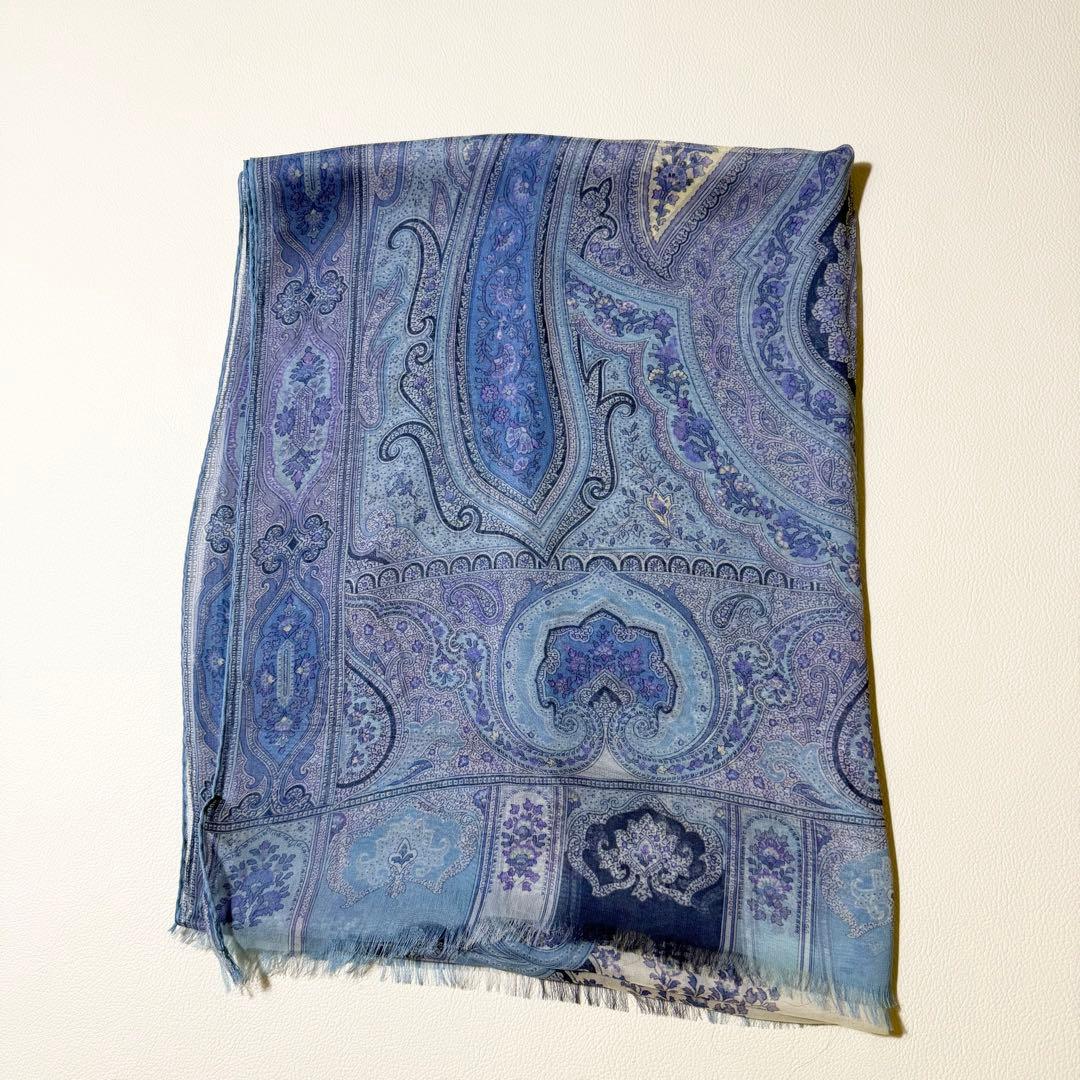 ETRO（エトロ） シルク100% ペイズリー柄 ストール 161×64