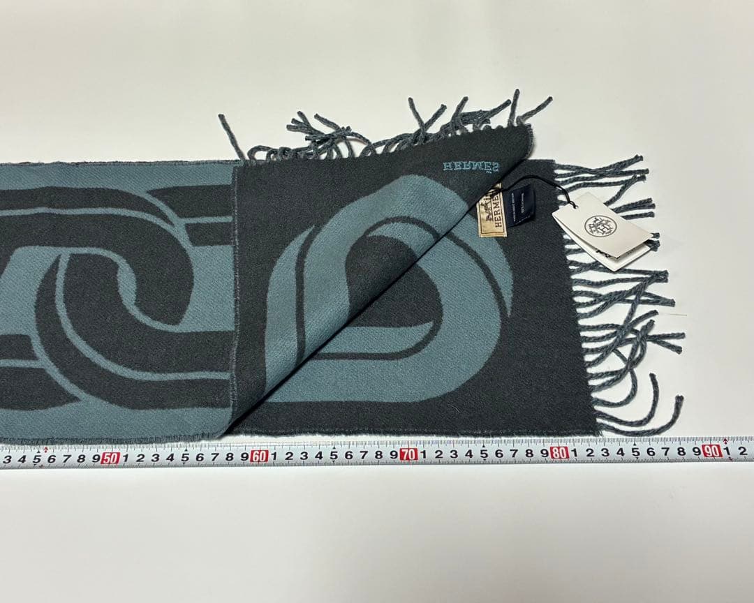 【新品未使用】HERMES カシミアマフラー 浅藍