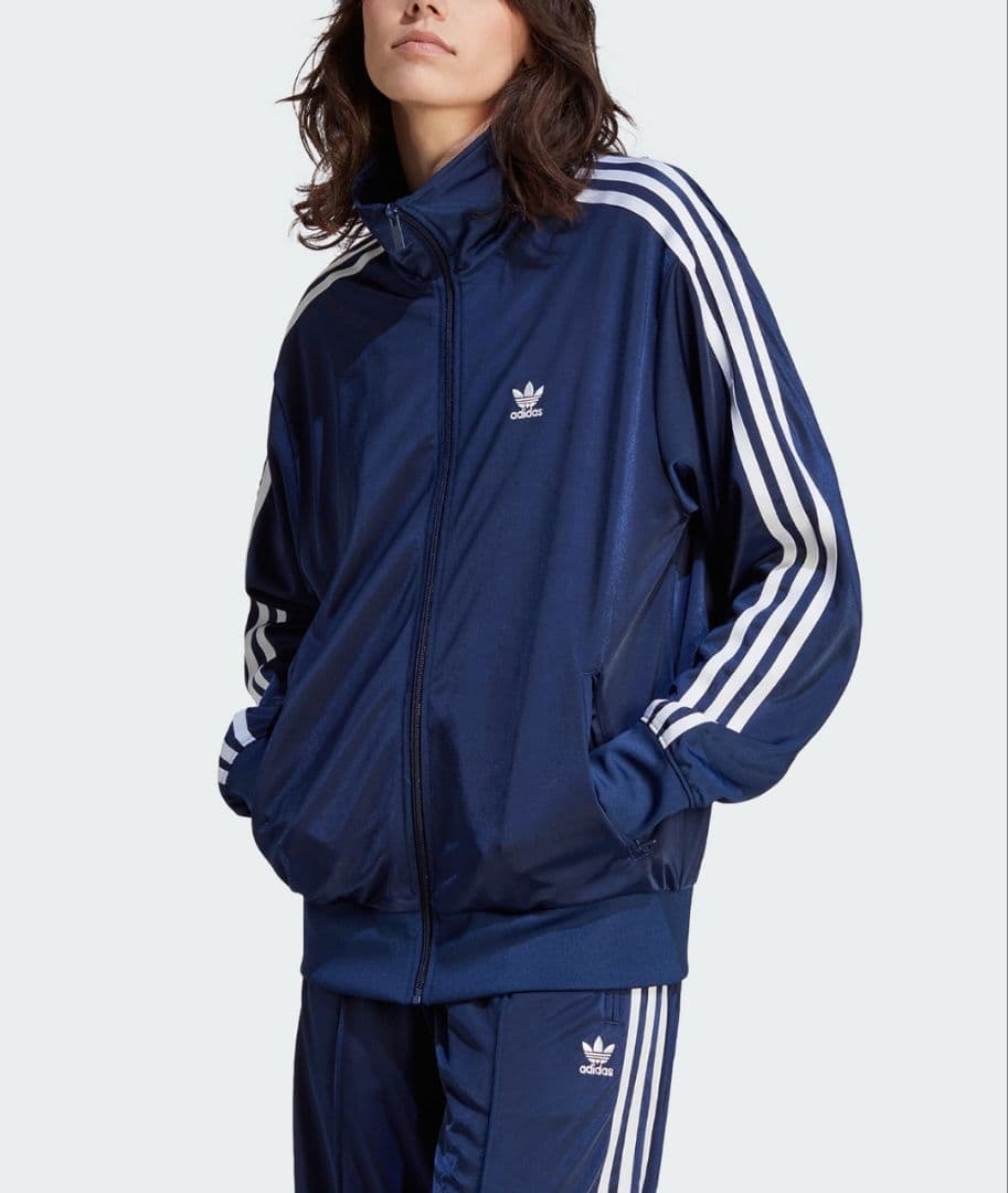 アディダス 青紺 ファイヤーバード トラックジャケット 女性2XL ジャージ上着