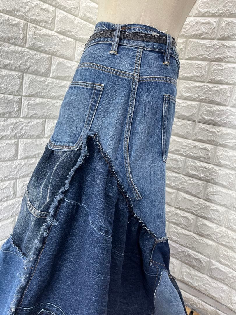 み*ん様 リメイクデニム　巻きスカート風フリルスカート