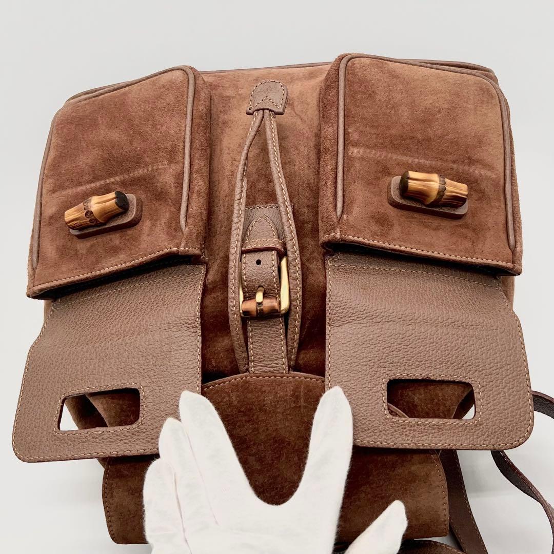 GUCCI グッチ スエード バンブー リュック バックパック ブラウン