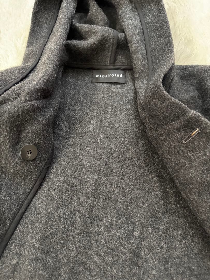 美品 マキシ丈✨ ミズイロインド Aライン ダッフルロングコート グレー