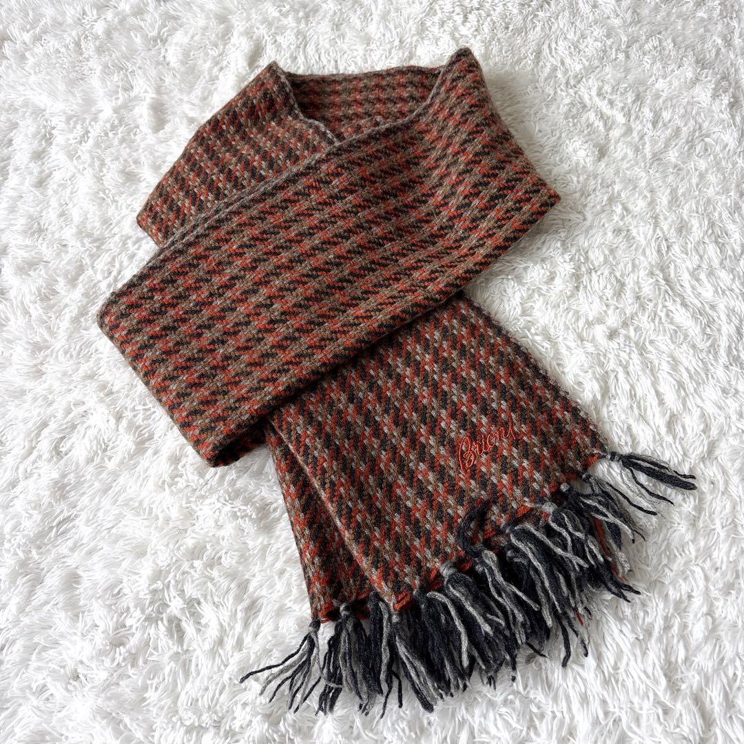 Brioni　ブリオーニ　マフラー　カシミヤ100％　イタリア製　千鳥格子　高級
