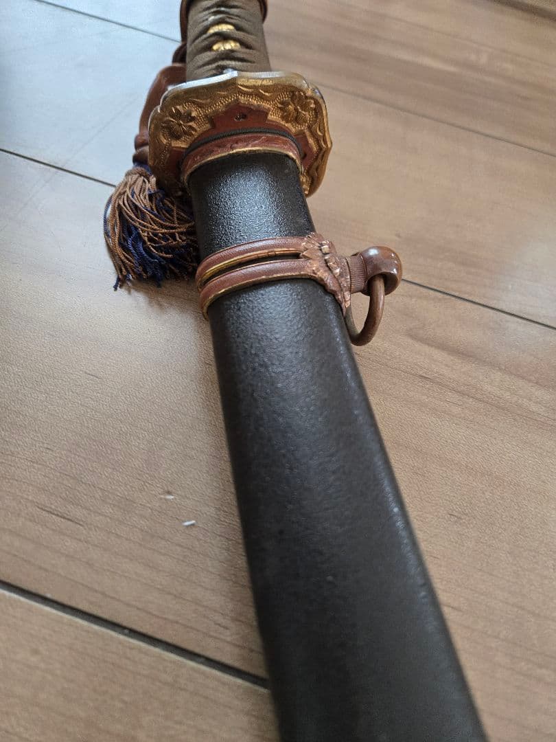 美品　陸軍九八式将校軍刀拵えのみ/番号揃い　刀緒付き　鉄鞘　残欠