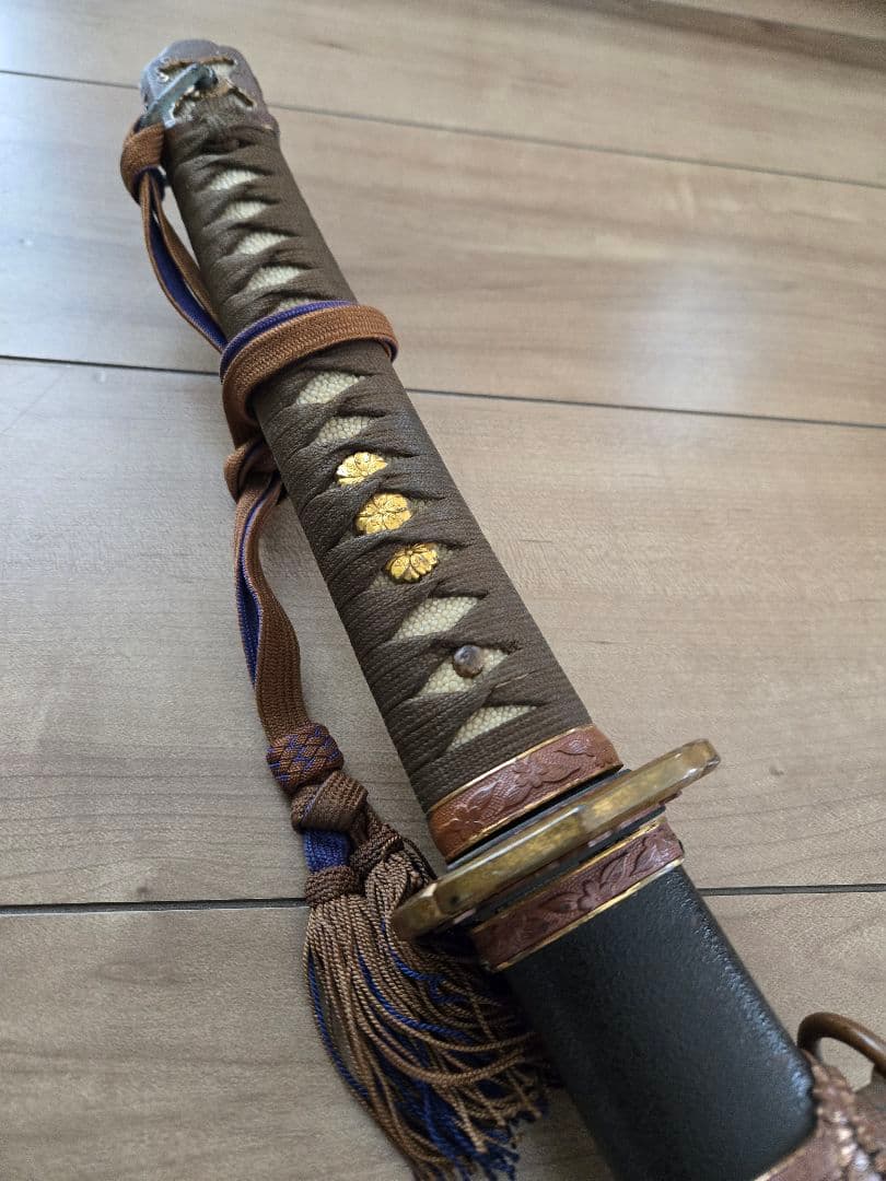 美品　陸軍九八式将校軍刀拵えのみ/番号揃い　刀緒付き　鉄鞘　残欠