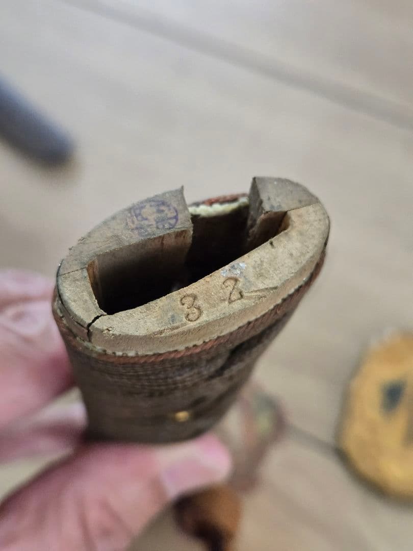 美品　陸軍九八式将校軍刀拵えのみ/番号揃い　刀緒付き　鉄鞘　残欠