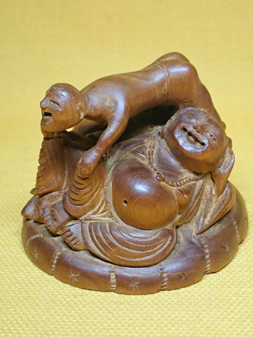 木彫り　人形　木製　古玩　オブジェ　置物　インテリア　工芸品　美術品　A3421