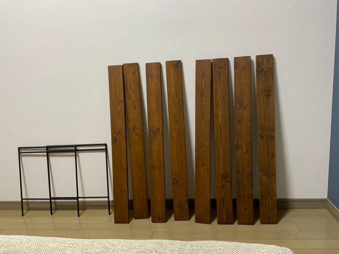 ブラウン木製アイアン オープンシェルフ 2段