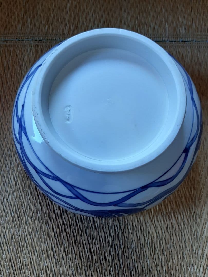 茶道具　染付　桜川　櫻川　水指　共箱　膳所焼　五角　水差　水入れ　岩崎新定