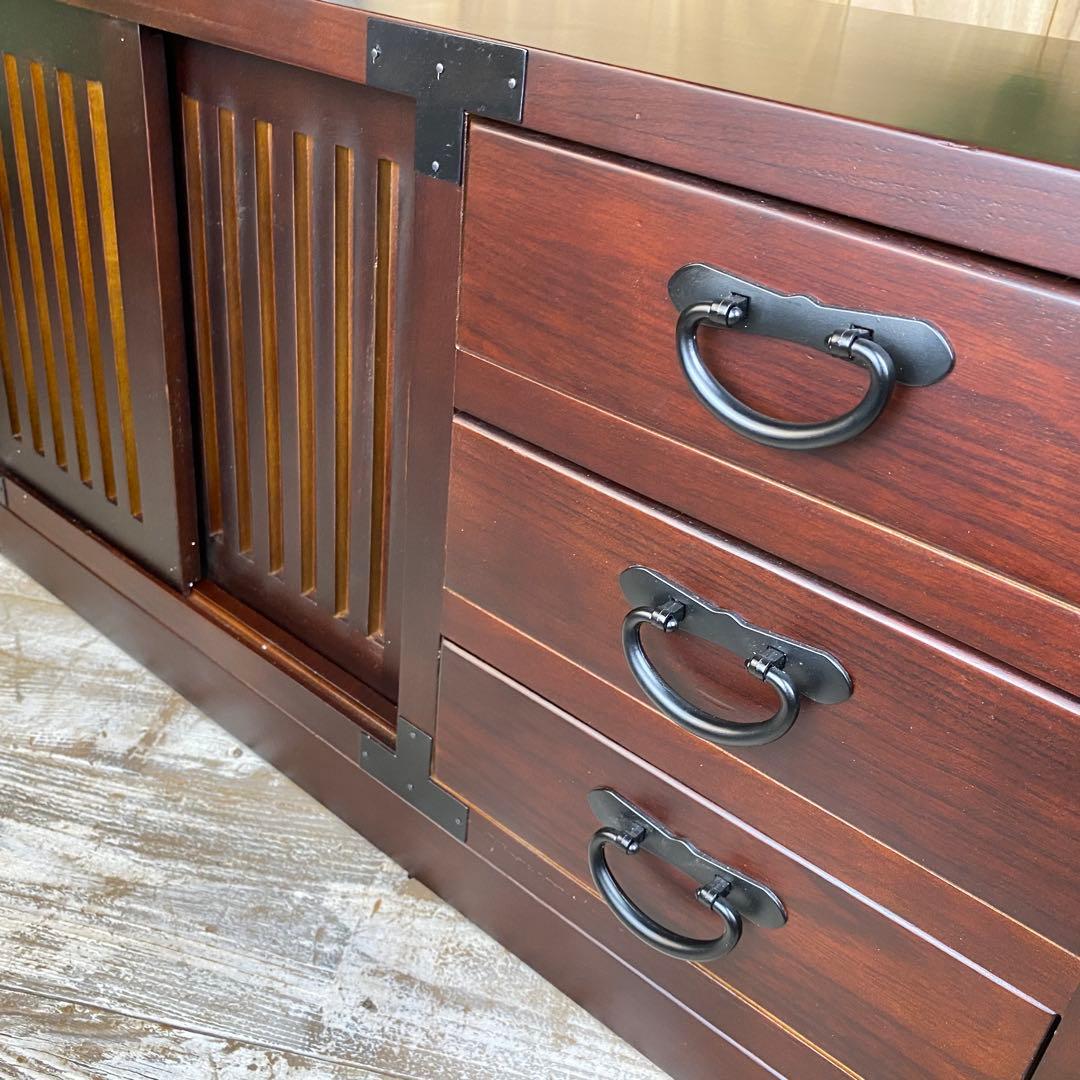 民芸家具木製桐材総桐天然無垢和チェスト横長テレビ台サイドボード飾り棚収納タンス