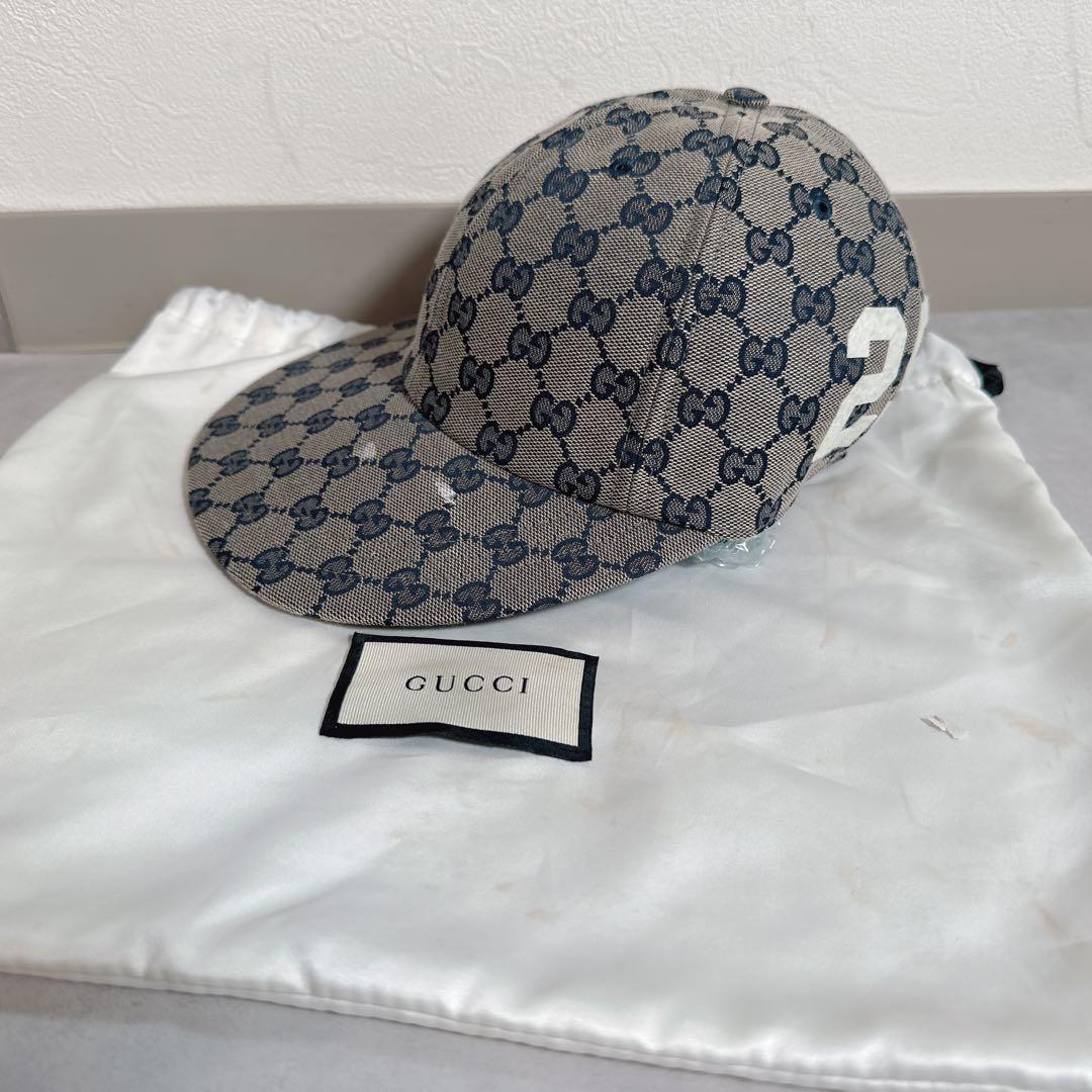 Gucci グッチ ベースボールキャップ 帽子 保存袋つき サイドロゴ