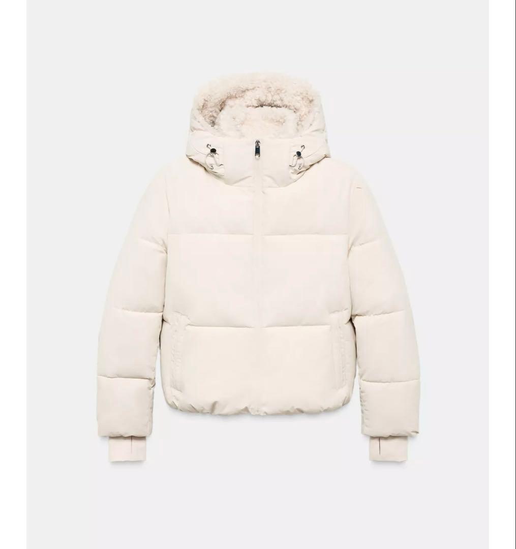 タグ付き新品★フェイクシープスキンフード付き撥水ウィンドブレーカーアノラック★M