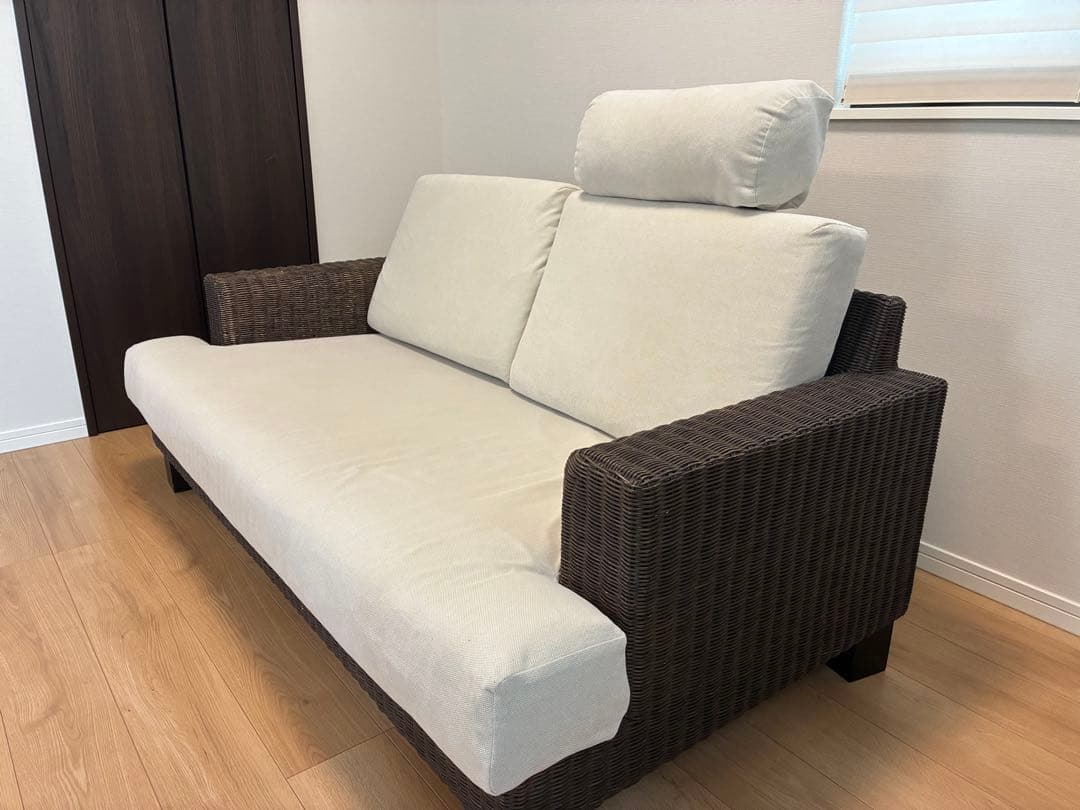 【最終値下げ】a.flat シン・ラタンソファ （2人掛け）& ヘッドレスト