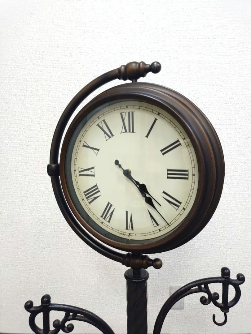 希少 ダブルフェイス 時計 スタンド型 ステーション クロック 温度計付き