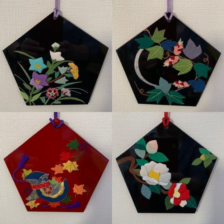 五角塗板・花暦シリーズ(布絵)