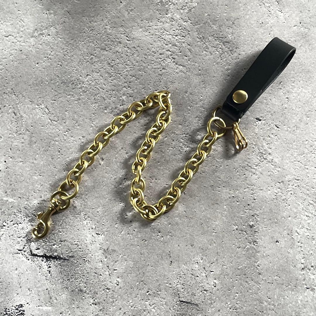 トラッカーウォレット ロング 真鍮チェーン付 本革 バイカー