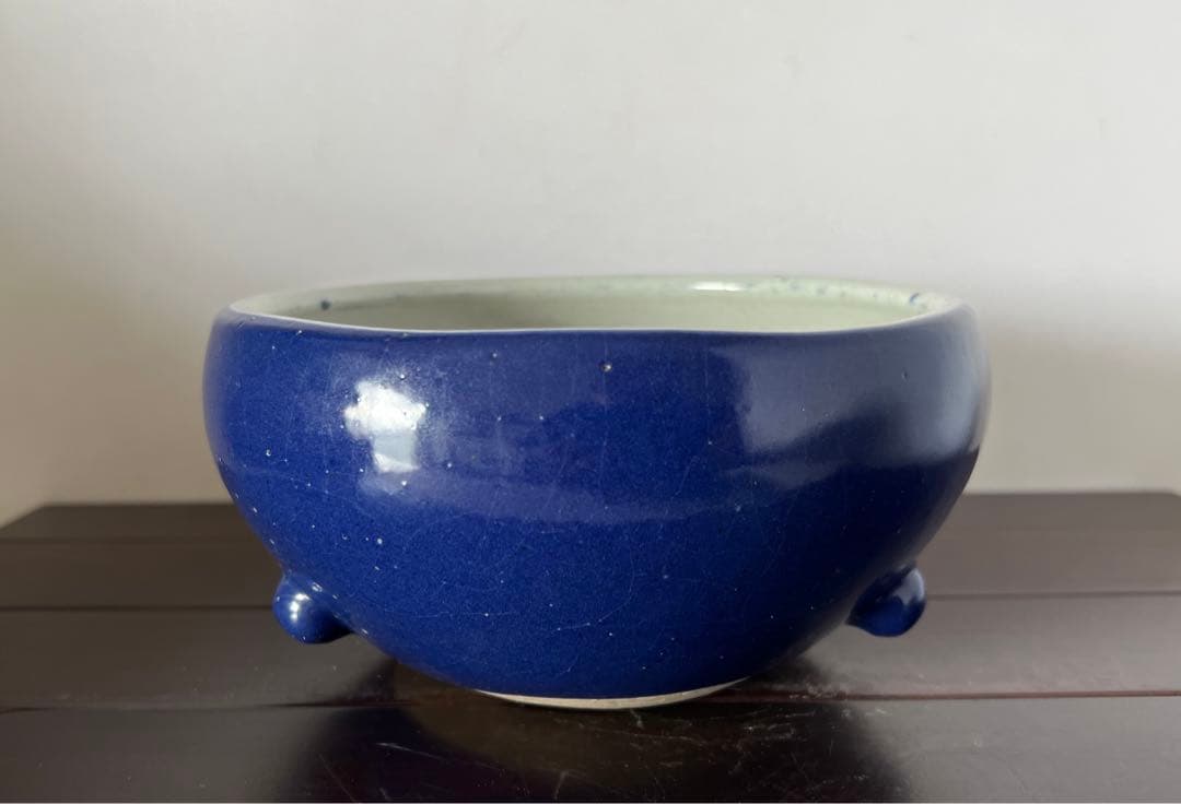 中国古美術•文房具•清時代蓝釉香炉：XG44-1