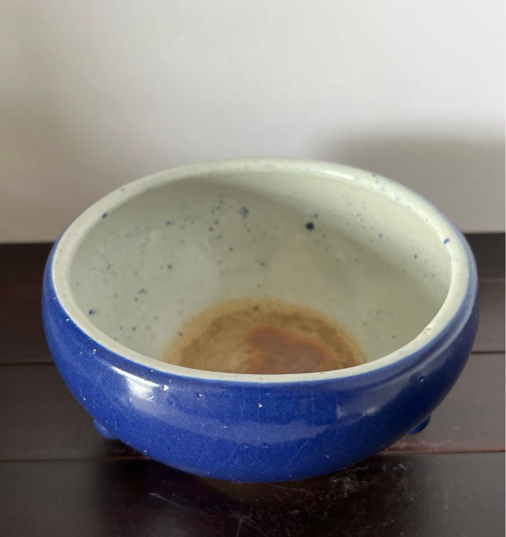 中国古美術•文房具•清時代蓝釉香炉：XG44-1