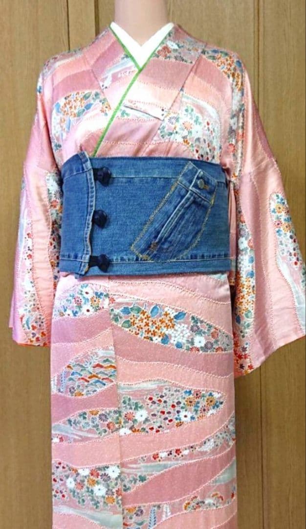 一点物♡個性派　お洒落上級者様向け【新品未使用】デニムリメイク　帯ベルト