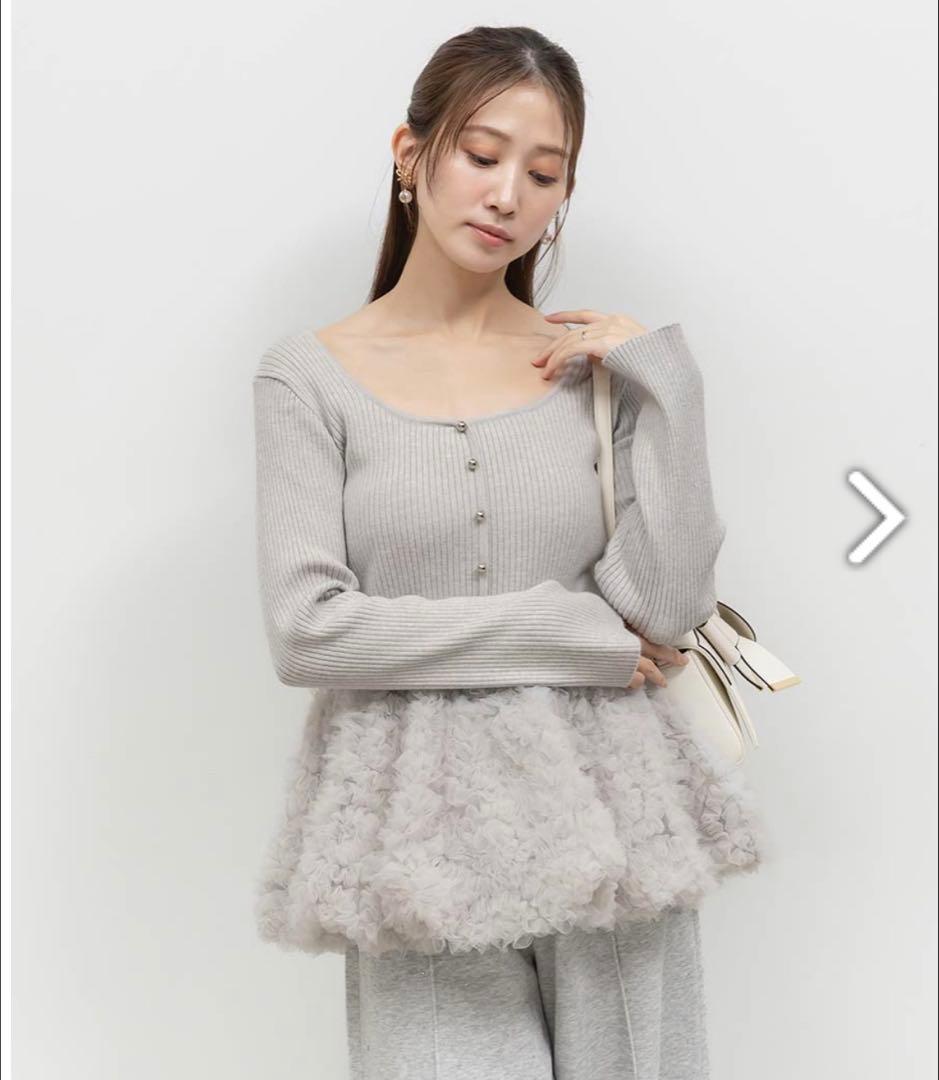 RANDA 新作 デザインチュールペプラムリブニット