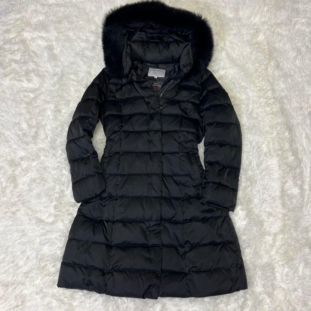 人気▲UNTITLED ホワイトダックダウン　コート ブルーフォックスファー　黒