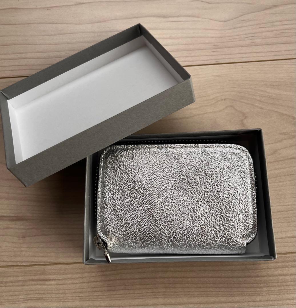 NADAYA シルバー 【mu】本革 Rファスナー コンパクト財布【HAKU】