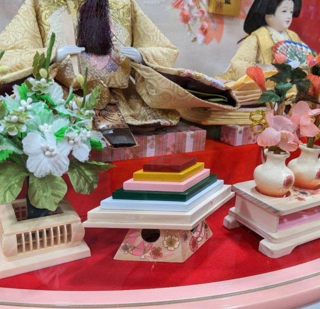 雛人形 アクリルケース ピンク 藤翁作 半円形 親王飾り おひなさま ガラス