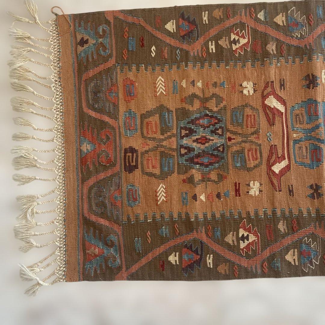 トライバルパターンキリム　ヴィンテージウール