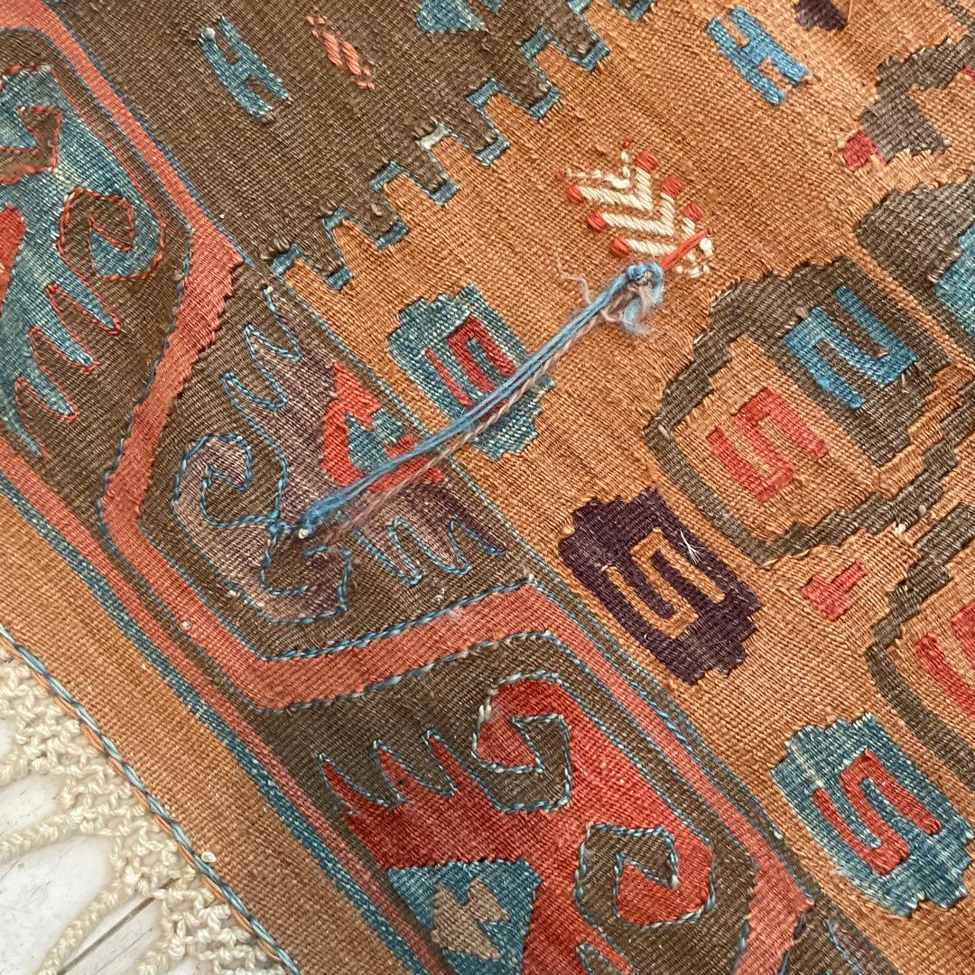 トライバルパターンキリム　ヴィンテージウール