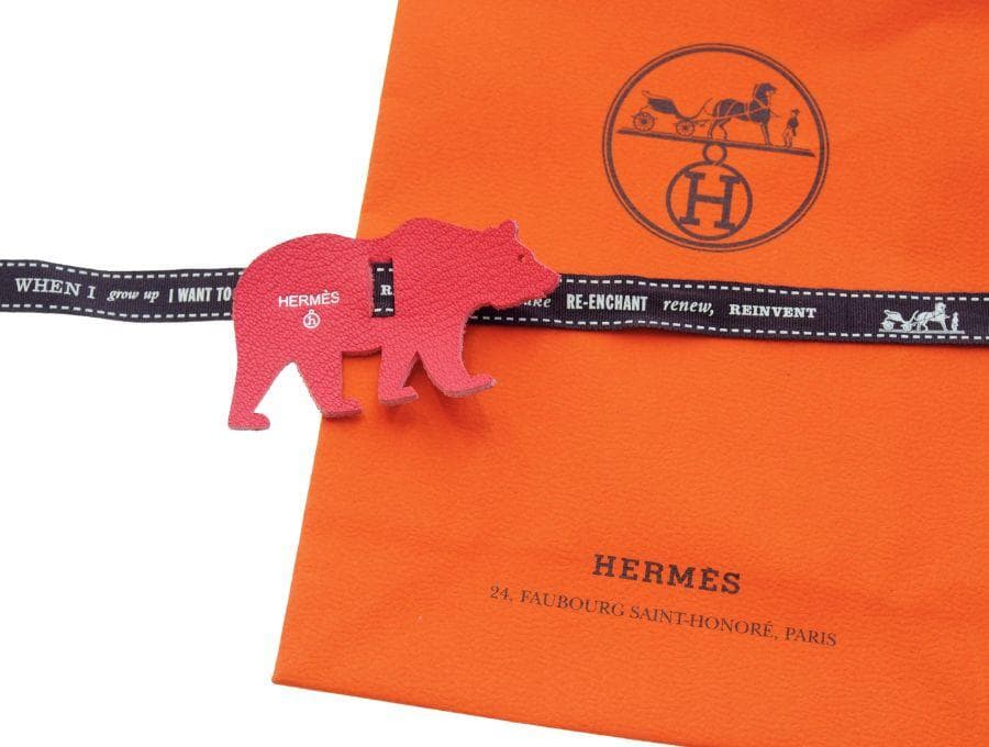 エルメス プティ・アッシュ ラッピングチャーム 熊 ベア レッド HERMES