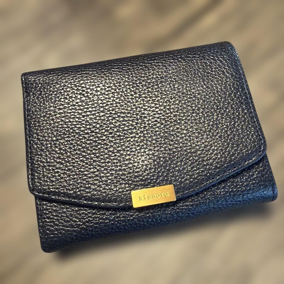 【美品】Kissora 本革　ソリド KISP-002 ミニ財布 日本製 レザー