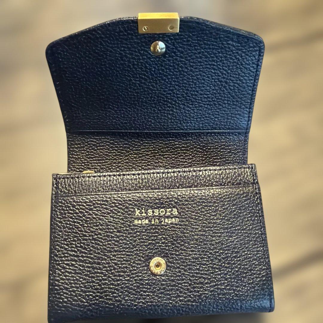 【美品】Kissora 本革　ソリド KISP-002 ミニ財布 日本製 レザー