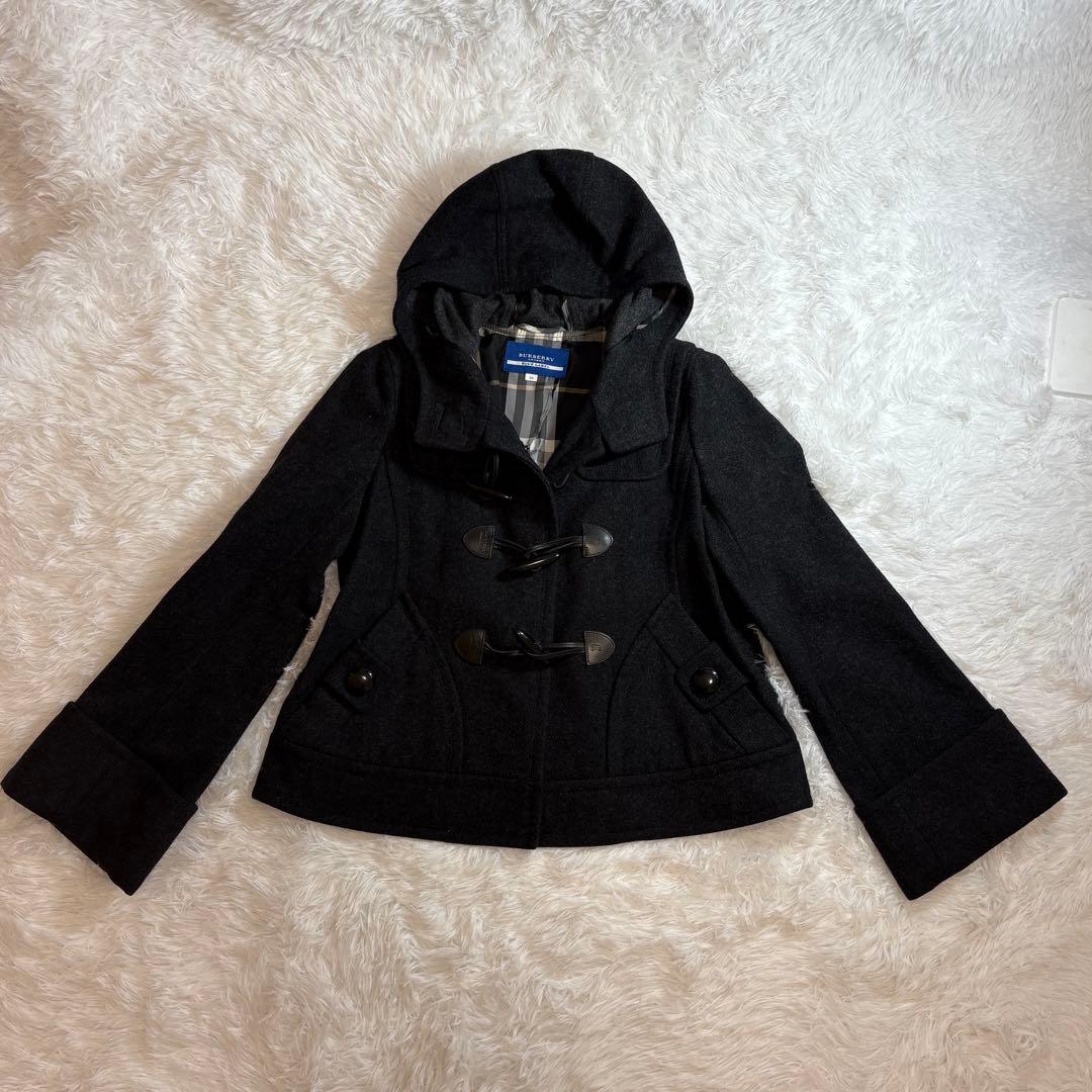 ☆美品☆バーバリーブルーレーベル ダッフルコート ショート丈 チャコールグレー