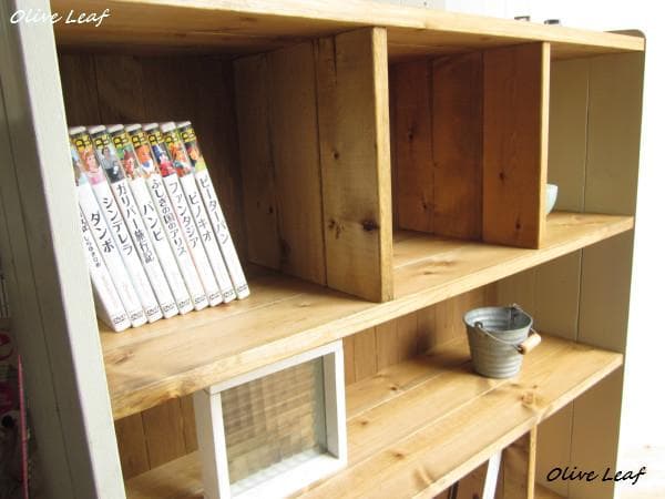 サイズ、デザインオーダー可！●７ブロックラック●無垢材シャビーブラウン●受注製作