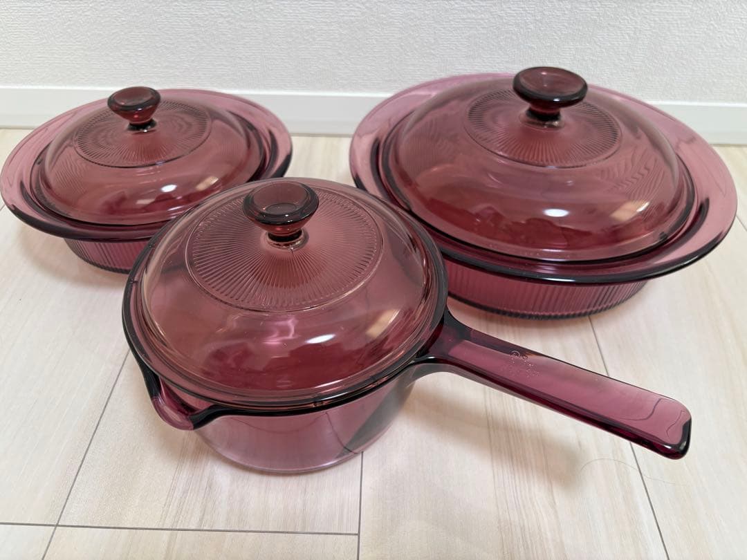 VISION ビジョン 昭和レトロ パイレックス USA　ガラス製　耐熱 片手鍋