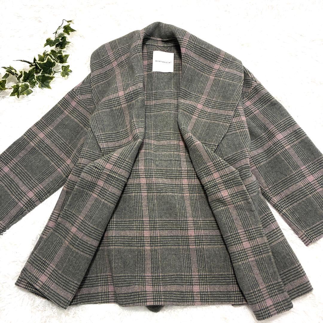美品 quaranciel カランシエル リバー ケープ コート チェック
