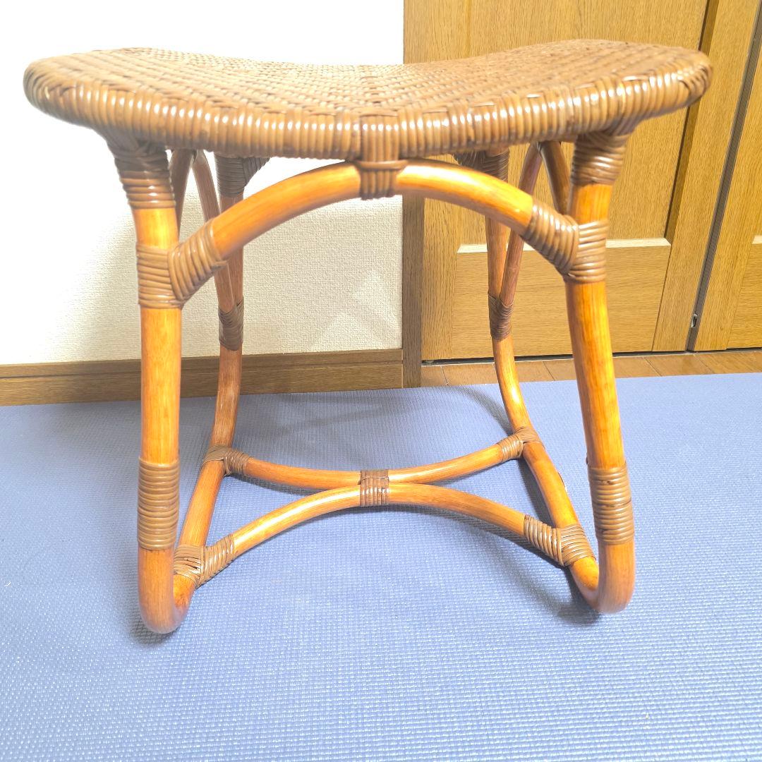315】KAZAMA　カザマ　ラタン　スツール 籐 レトロ インテリア 椅子