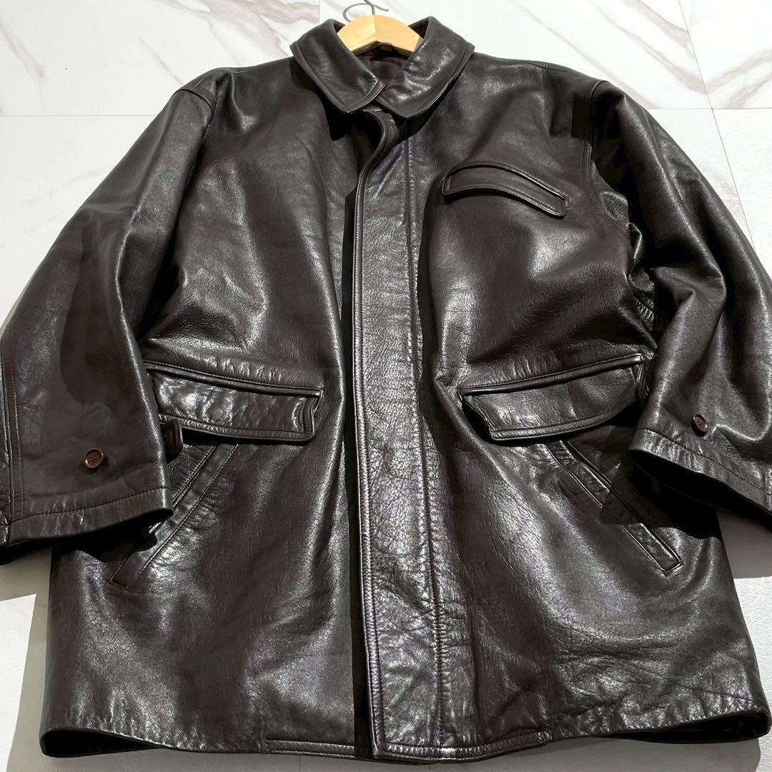 【極美品✨】カウレザー カーコート Y2Kダークブラウン XL相当