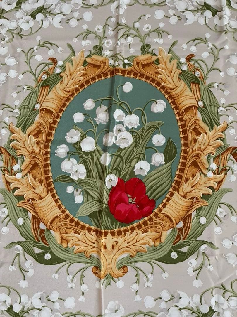 Christian Dior シルク　スカーフ　花柄　スズラン　イタリア製