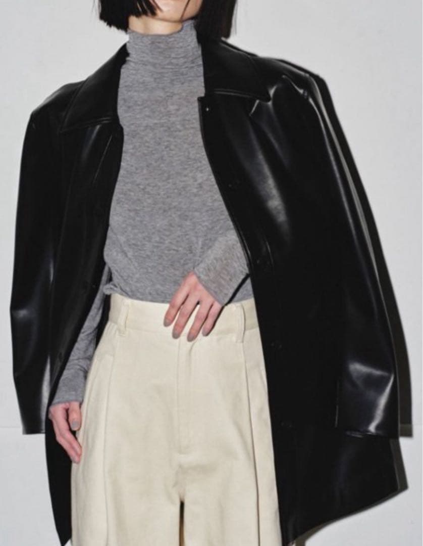 美品TODAYFULトゥデイフル2024エコレザーステンカラージャケット黒36