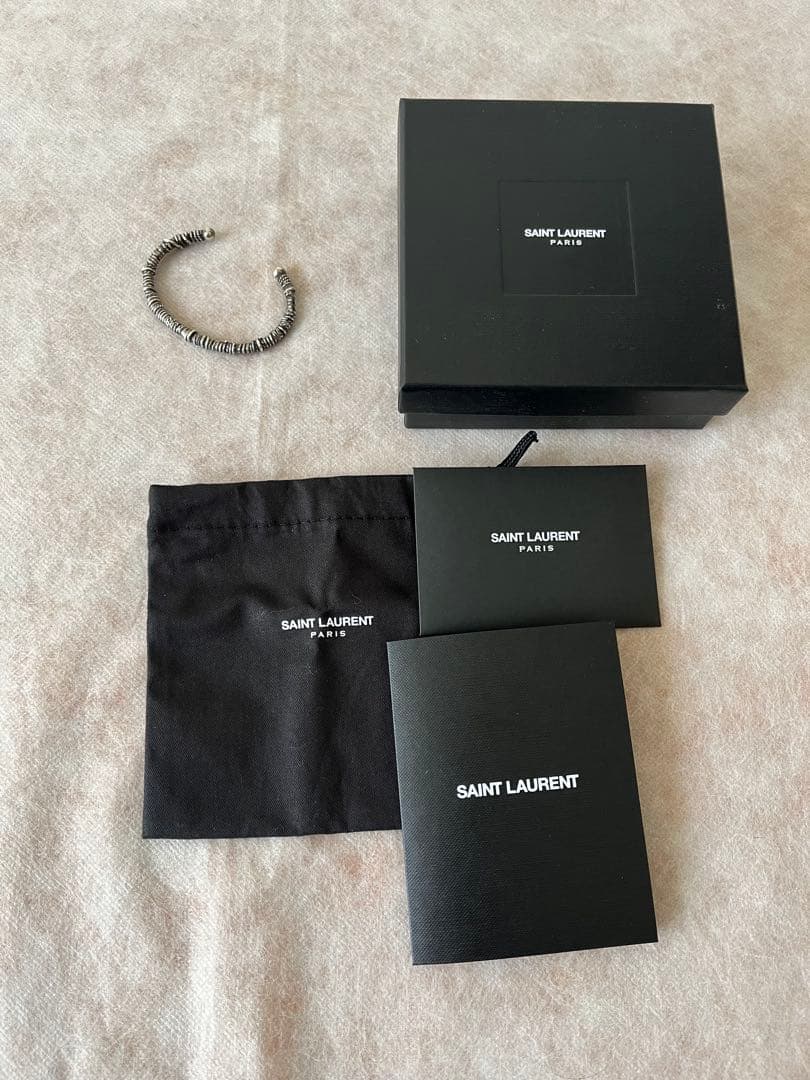 SAINT LAURENT メタルオープンバングル　シルバー　サンローラン