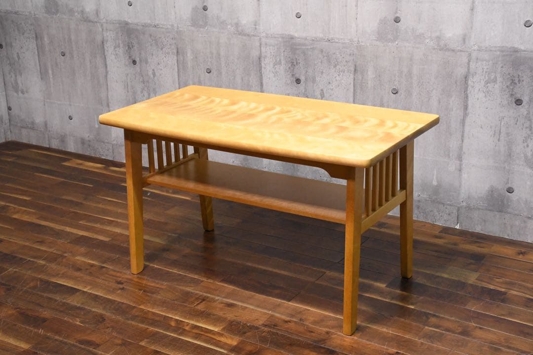 CIC26 北海道民芸家具 リビングテーブル 高め 棚付き センターテーブル